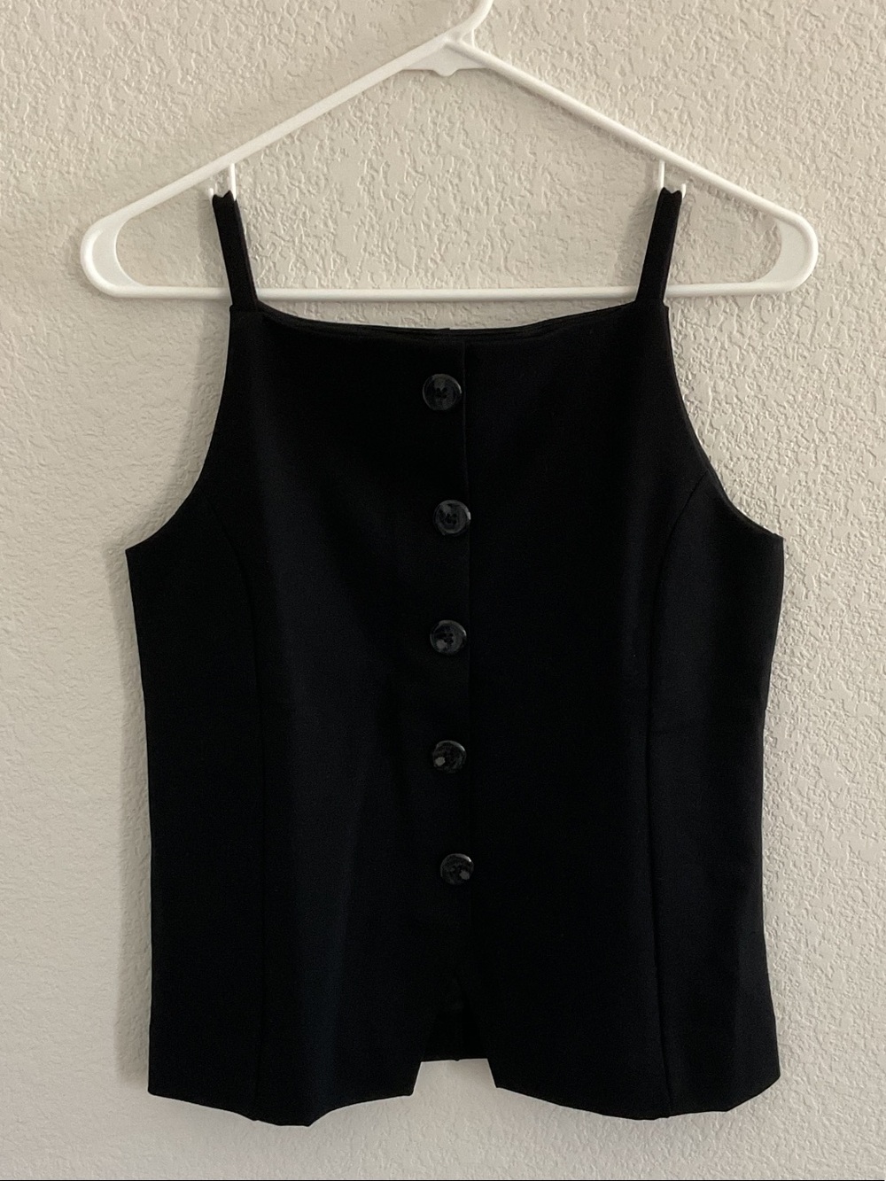 LOFT Petite Black Button-Front Shell Top